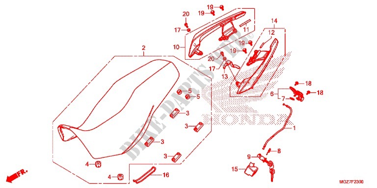 SELLE   POIGNEE ARRIERE pour Honda CB 500 X ABS de 2014