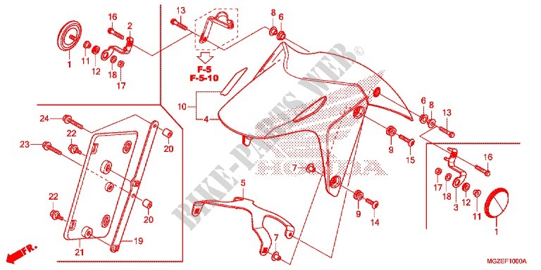 GARDE BOUE AVANT pour Honda CB 500 F BLANCHE de 2013
