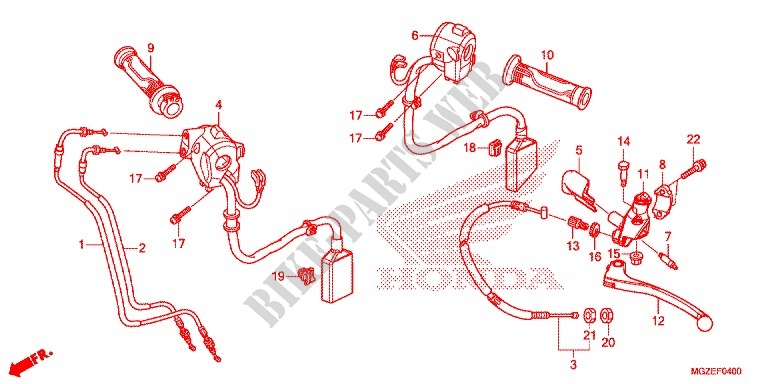 LEVIER DE GUIDON   CABLE   COMMODO pour Honda CB 500 F BLANCHE de 2013