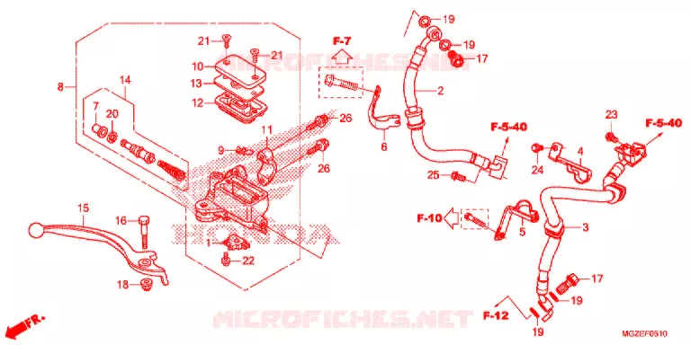 MAITRE CYLINDRE DE FREIN AVANT (ABS) Honda MOTO 500 CB 2013  CB500FAD