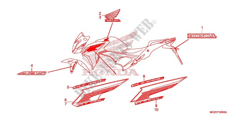 AUTOCOLLANTS pour Honda CB 500 F ABS de 2013