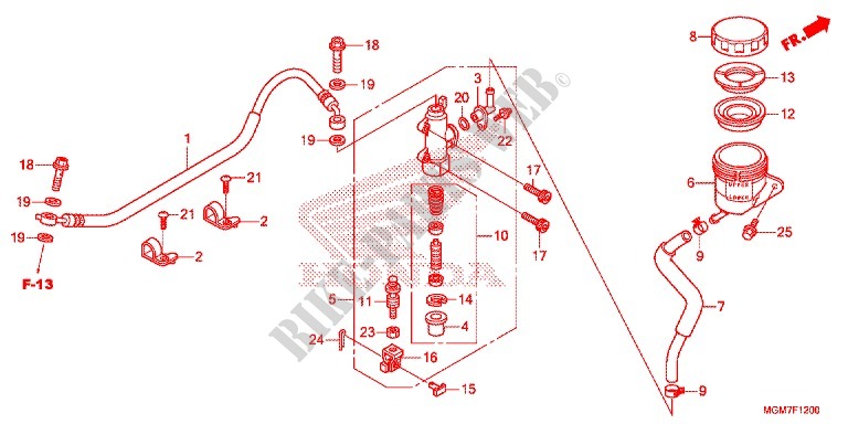 MAITRE CYLINDRE DE FREIN ARRIERE (CB600F) pour Honda CB 600 F HORNET de 2013