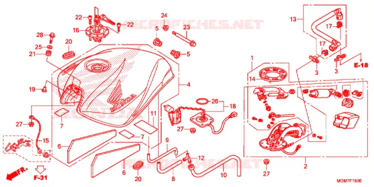 RESERVOIR A CARBURANT Honda MOTO 600 HORNET 2013  CB600FD