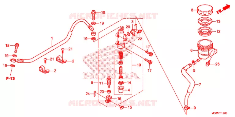 MAITRE CYLINDRE DE FREIN ARRIERE (CB600F) Honda MOTO 600 HORNET 2013  CB600FD