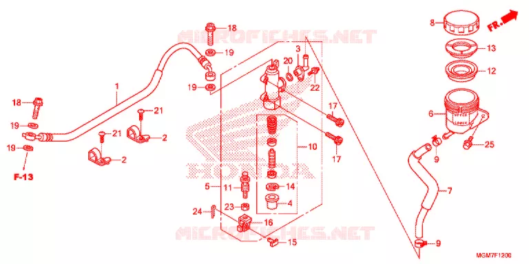 MAITRE CYLINDRE DE FREIN ARRIERE (CB600F) Honda MOTO 600 HORNET 2013  CB600FD