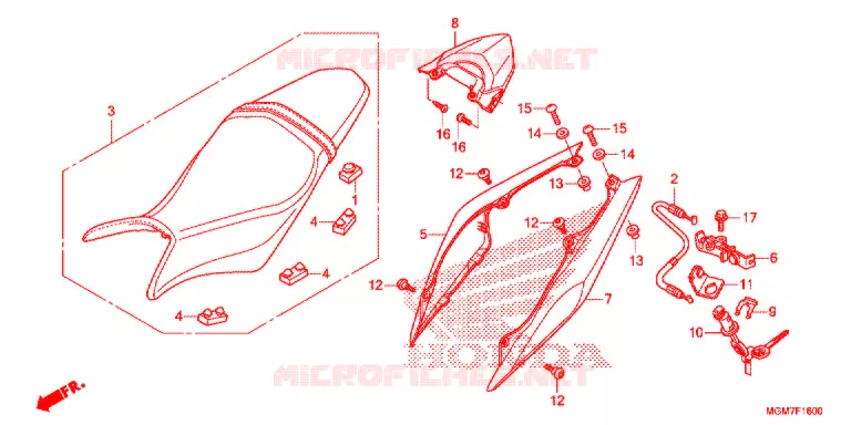 SELLE - CARENAGE ARRIERE Honda MOTO 600 HORNET 2013  CB600FD