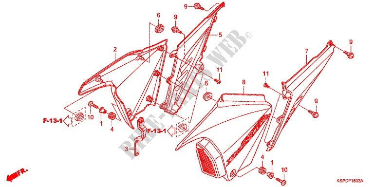 COUVERCLES LATERAUX (CBF150MB/MC) pour Honda CB 150 UNICORN DAZZLER de 2012