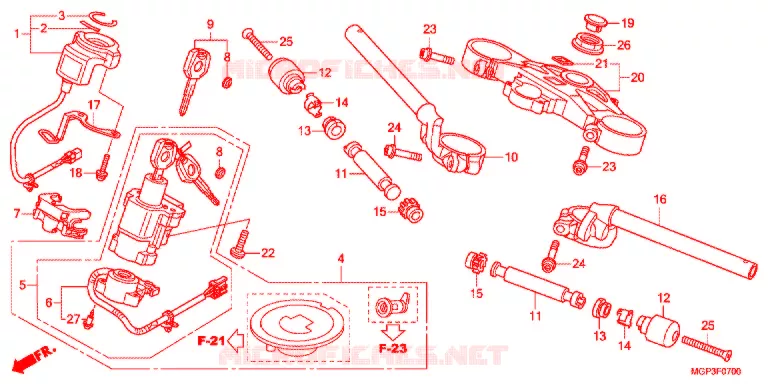 GUIDON - TE DE FOURCHE (CBR1000RRC/D/RAC/D) Honda MOTO 1000 CBR 2013  CBR1000RAD