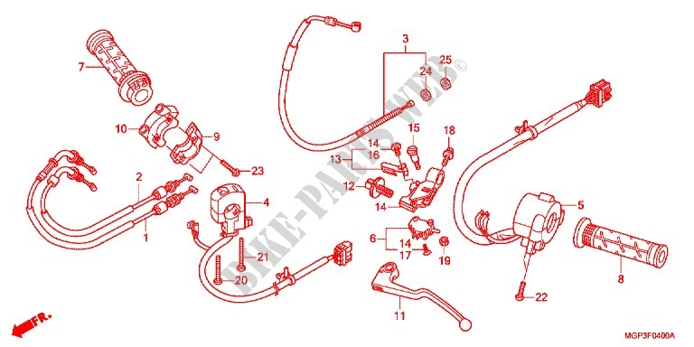 LEVIER DE GUIDON   CABLE   COMMODO pour Honda CBR 1000 RR ABS NOIRE de 2013