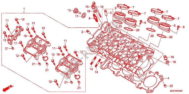 CULASSE pour Honda CBR 1000 RR FIREBLADE TRICOLORE de 2013