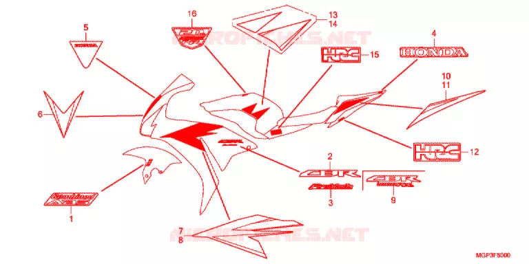 AUTOCOLLANTS (CBR1000RRC/RAC) Honda MOTO 1000 CBR 2012  CBR1000RRC
