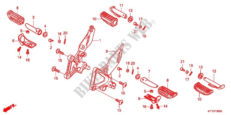 REPOSE PIED pour Honda CBR 125 WHITE de 2012
