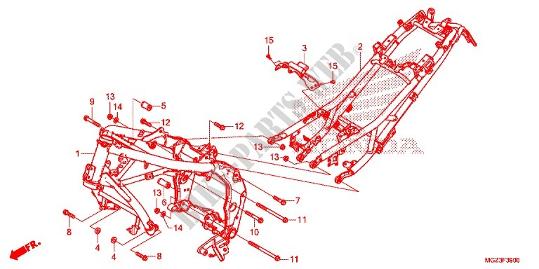 CADRE pour Honda CBR 500 R ABS TRI COLOUR de 2013