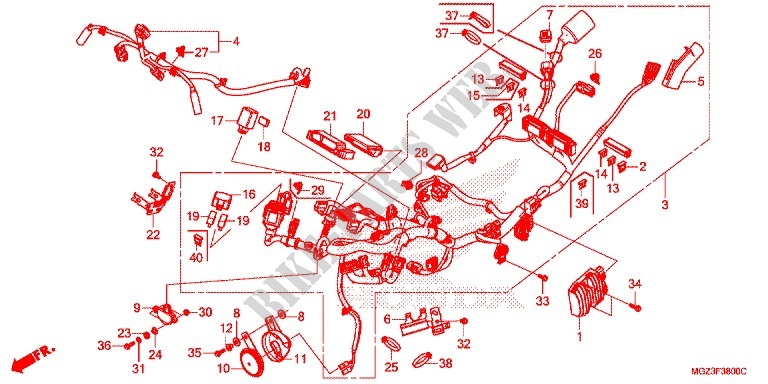 FAISCEAU DES FILS pour Honda CBR 500 R ABS TRI COLOUR de 2013