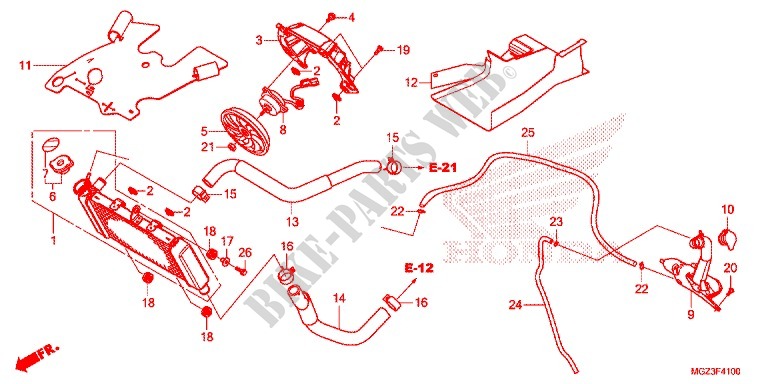RADIATEUR pour Honda CBR 500 R ABS TRI COLOUR de 2013