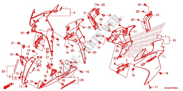 CARENAGES LATERAUX AVANT pour Honda CBR 500 R ABS BLANCHE de 2013