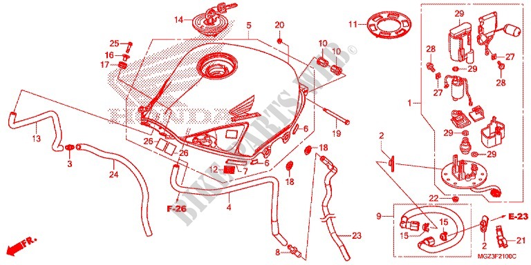 RESERVOIR A CARBURANT   POMPE A ESSENCE pour Honda CBR 500 R ABS BLANCHE de 2013