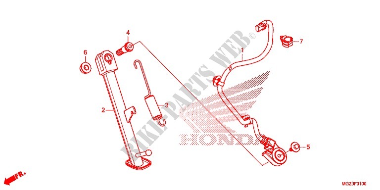 BEQUILLE pour Honda CBR 500 R ABS WHITE de 2013