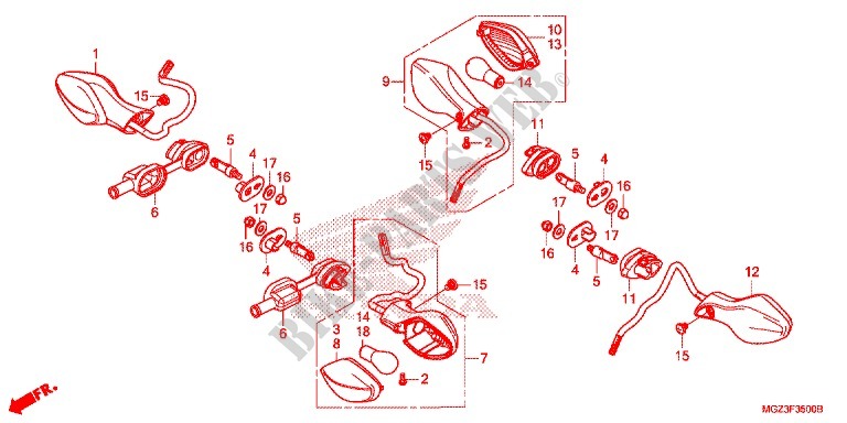 CLIGNOTANT pour Honda CBR 500 R ABS NOIRE OU ARGENT de 2013