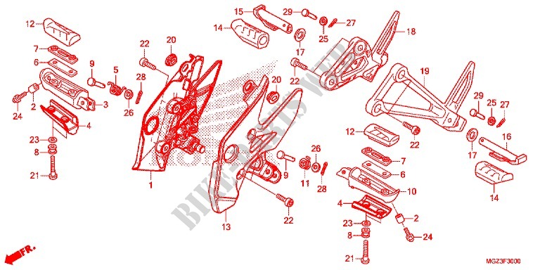 REPOSE PIED pour Honda CBR 500 R ABS NOIRE OU ARGENT de 2013