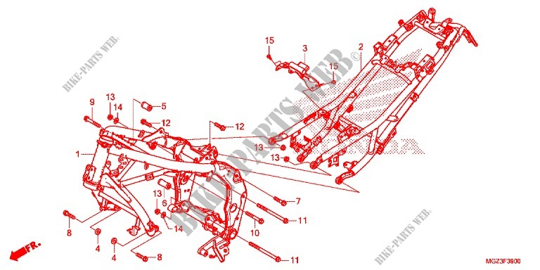 CADRE pour Honda CBR 500 R ABS BLANCHE de 2013