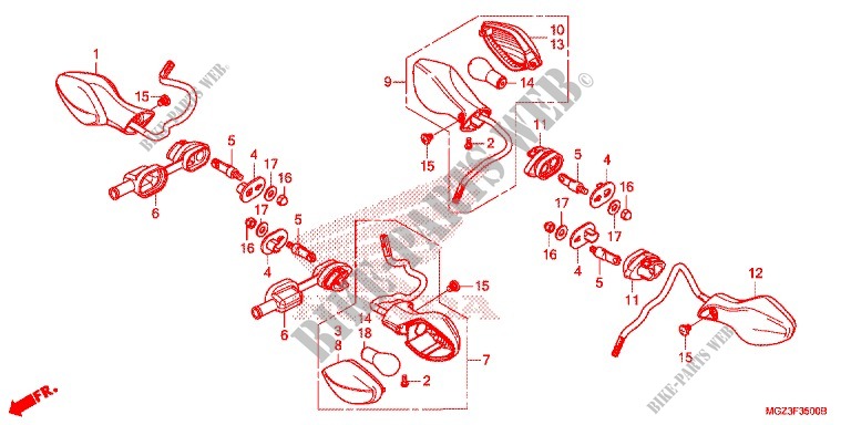 CLIGNOTANT pour Honda CBR 500 R ABS BLANCHE de 2013