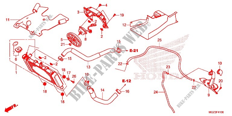 RADIATEUR pour Honda CBR 500 R ABS BLANCHE de 2013