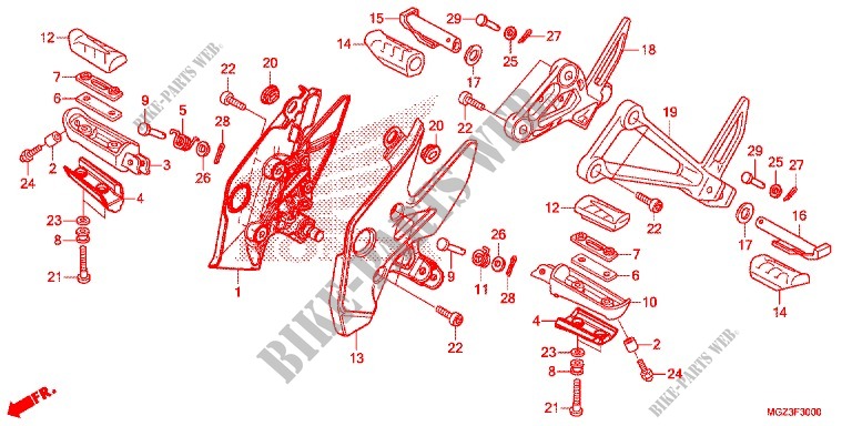 REPOSE PIED pour Honda CBR 500 R ABS BLANCHE de 2013