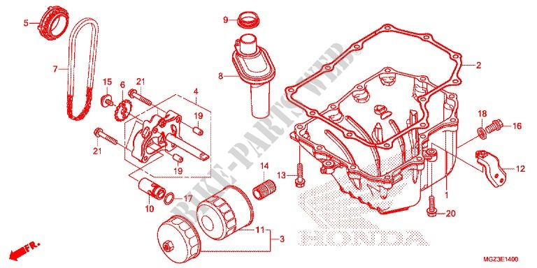 CARTER   POMPE   FILTRE A HUILE pour Honda CBR 500 R ABS HRC TRICOLOR de 2014