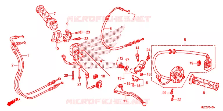 LEVIER DE GUIDON - CABLE - COMMODO Honda MOTO 600 CBR 2016  CBR600RAD