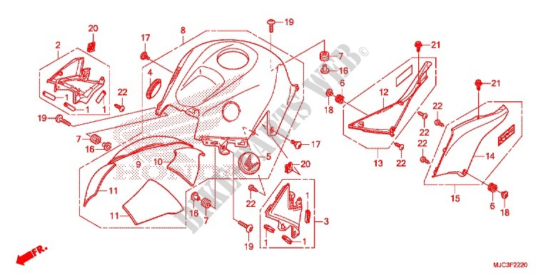 CAPOT DE RESERVOIR pour Honda CBR 600 RR REPSOL de 2013