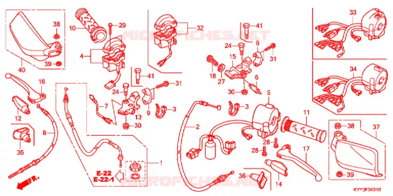 LEVIER DE GUIDON - CABLE - COMMODO (2) Honda MOTO 125 CG 2013  CGX125SHD