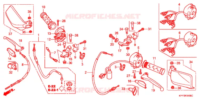 LEVIER DE GUIDON - CABLE - COMMODO (1) Honda MOTO 125 ACE 2014  CGX125SHD