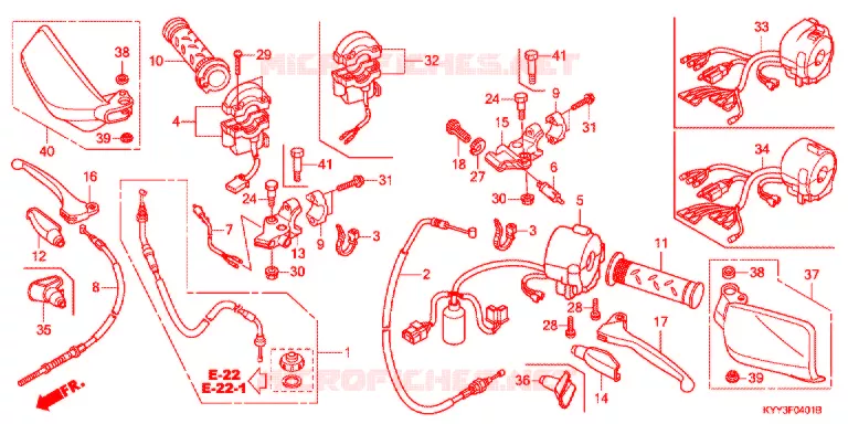 LEVIER DE GUIDON - CABLE - COMMODO (2) Honda MOTO 125 ACE 2015  CGX125SHD