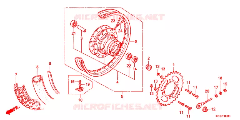 ROUE ARRIERE Honda MOTO 100 CRF 2012  CRF100FC
