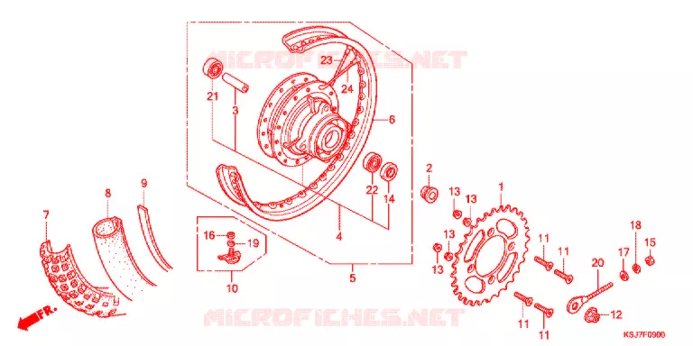 ROUE ARRIERE Honda MOTO 100 CRF 2013  CRF100FD