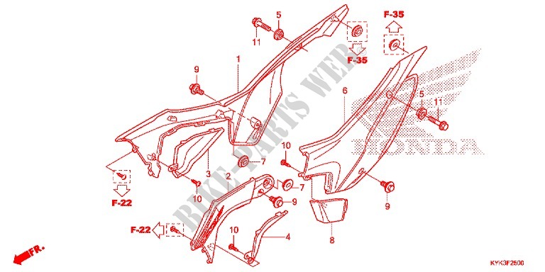 COUVERCLES LATERAUX pour Honda CRF 110 de 2013