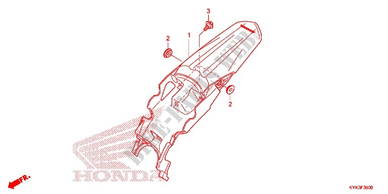 GARDE BOUE ARRIERE pour Honda CRF 110 de 2013