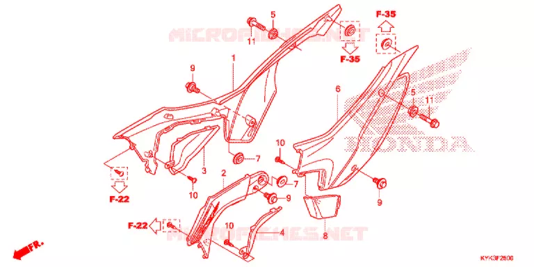 COUVERCLES LATERAUX Honda MOTO 110 CRF 2013  CRF110FD
