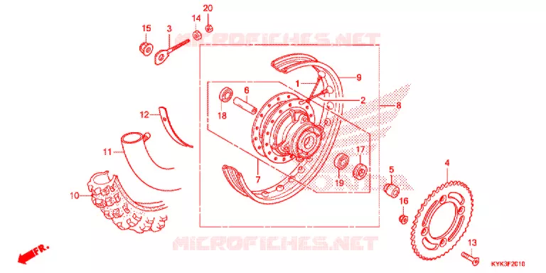 ROUE ARRIERE Honda MOTO 110 CRF 2015  CRF110FE