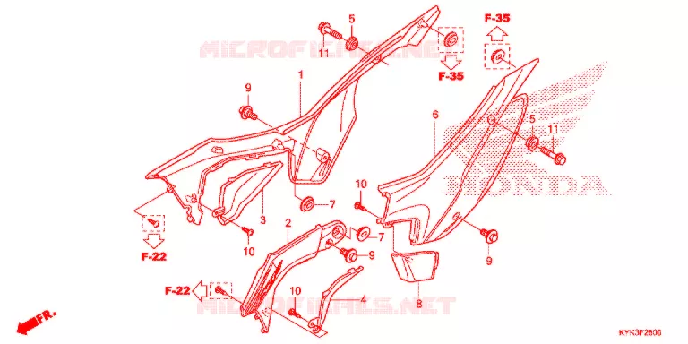 COUVERCLES LATERAUX Honda MOTO 110 CRF 2014  CRF110FE