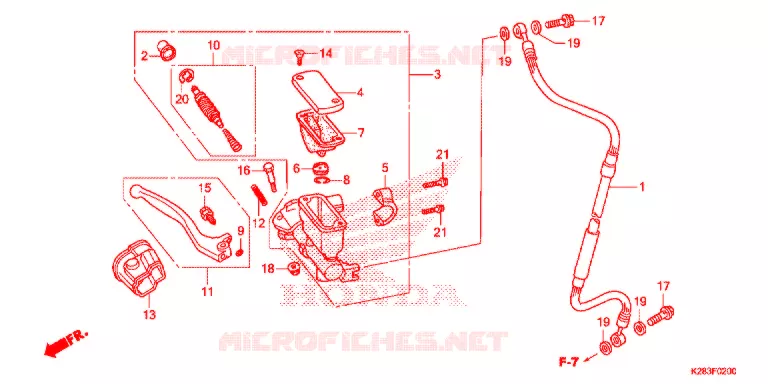 MAITRE CYLINDRE DE FREIN AVANT Honda MOTO 125 CRF 2014  CRF125FBE