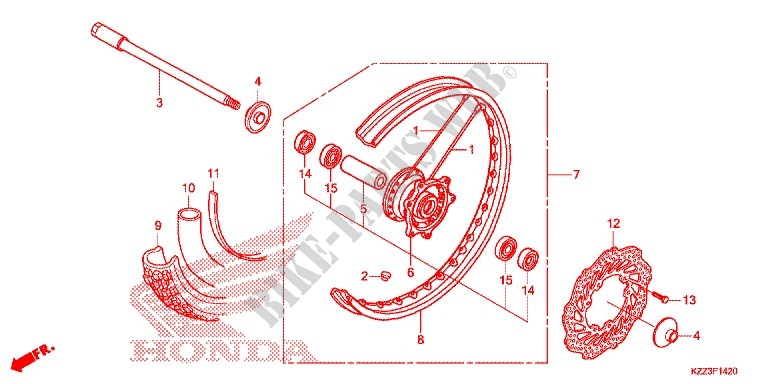 ROUE AVANT (CRF250L) pour Honda CRF 250 L RED de 2013