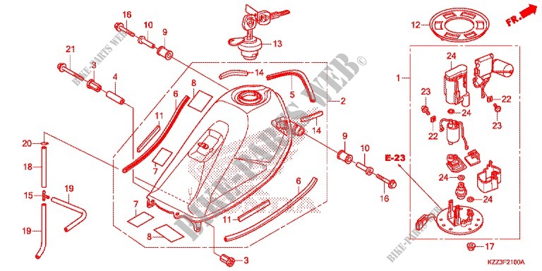 RESERVOIR A CARBURANT pour Honda CRF 250 L RED de 2013