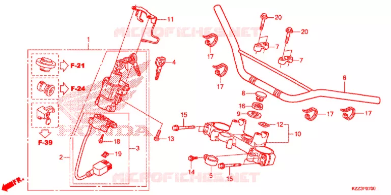 GUIDON - TE DE FOURCHE Honda MOTO 250 CRF 2014  CRF250LD