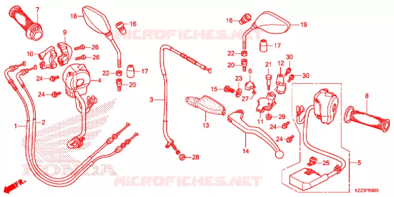 LEVIER DE GUIDON - CABLE - COMMODO Honda MOTO 250 CRF 2014  CRF250LE