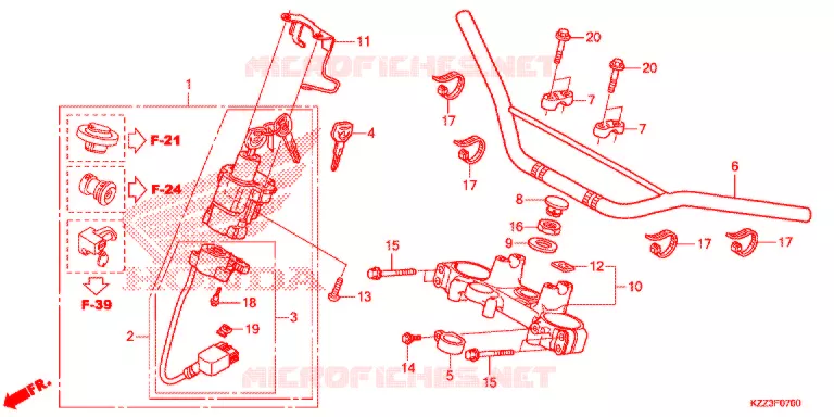 GUIDON - TE DE FOURCHE Honda MOTO 250 CRF 2014  CRF250ME