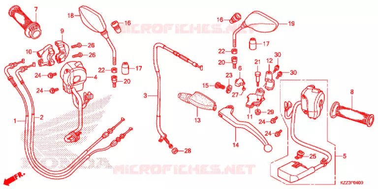 LEVIER DE GUIDON - CABLE - COMMODO Honda MOTO 250 CRF 2014  CRF250ME