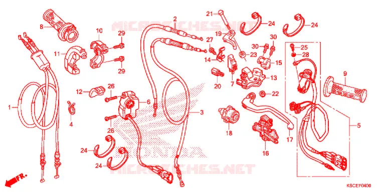 LEVIER DE GUIDON - CABLE - COMMODO Honda MOTO 250 CRF 2015  CRF250XD