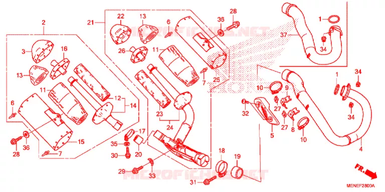 SILENCIEUX D'ECHAPPEMENT Honda MOTO 450 CRF 2014  CRF450RE